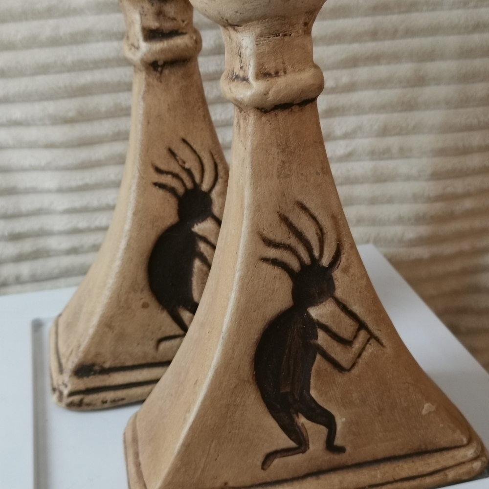 Kokopelli duo large candle holders